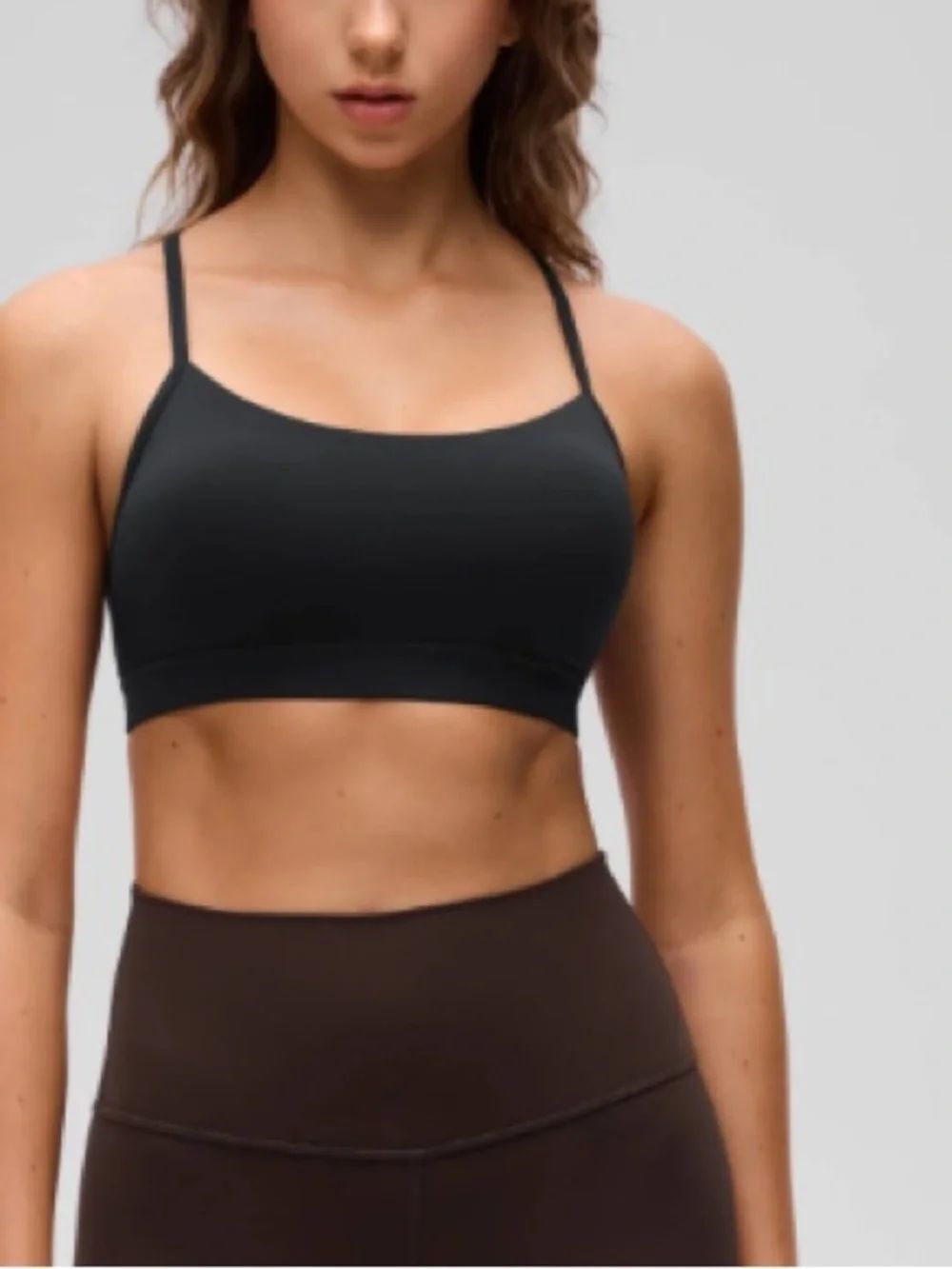 CRZ YOGA Butterluxe Y Back Spaghetti Thin Strap Sports Bra, Black, XS, NEW